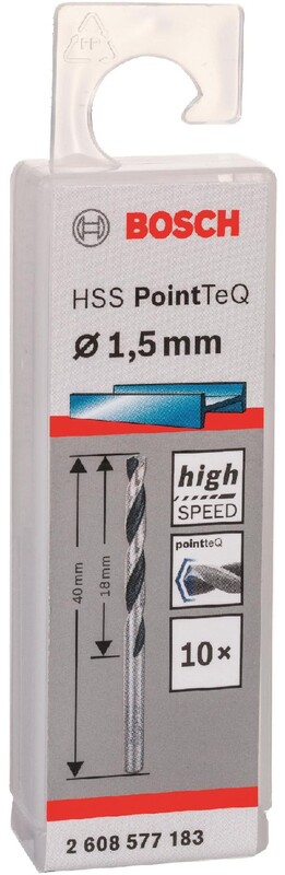 Свердло по металу Bosch Professional HSS-PointTeQ, 1.5х18х40мм (2.608.577.183)