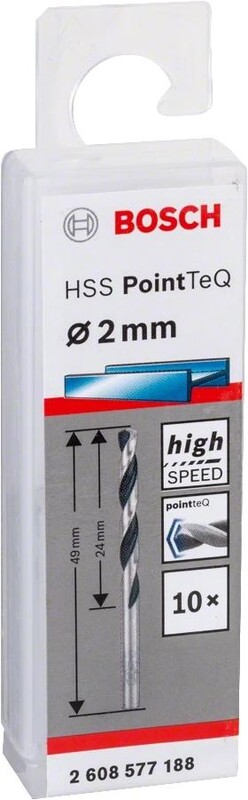 Сверло по металлу Bosch Professional HSS-PointTeQ, 2х24х49мм (2.608.577.188)