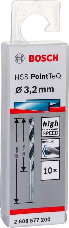 Свердло по металу Bosch Professional HSS-PointTeQ, 3.2х36х65мм (2.608.577.200)