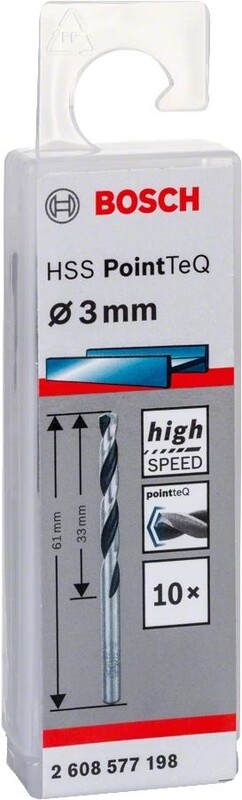 Свердло по металу Bosch Professional HSS-PointTeQ, 3х33х61мм (2.608.577.198)