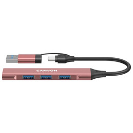 Концентратор USB Type-C Canyon DS-02 4-в-1 Pink (CNS-TDS02P)