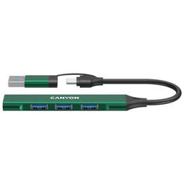 Концентратор USB Type-C Canyon DS-02 4-в-1 Green (CNS-TDS02GR)