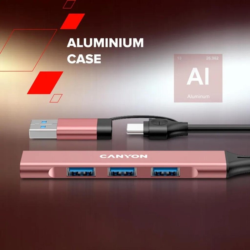 Концентратор USB Type-C Canyon DS-02 4-в-1 Green (CNS-TDS02GR)