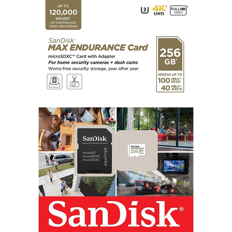 Карта пам`ятi MicroSDXC 256GB UHS-I/U3 Class 10 SanDisk Max Endurance R100/W40MB/s + SD-adapter (SDSQQVR-256G-GN6IA)