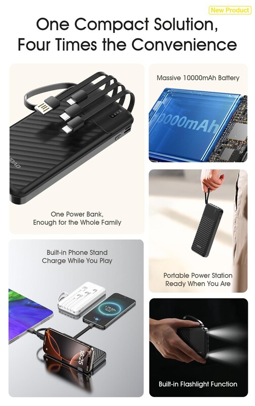 Універсальна мобільна батарея Dudao K11 10000mAh 10W Black (6977196681853)