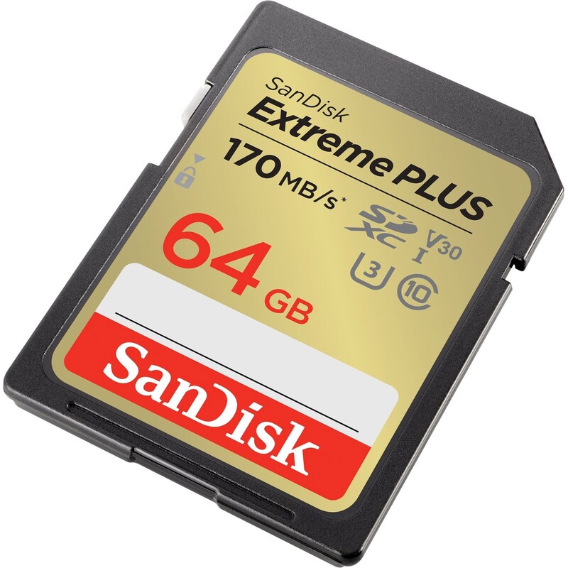 Карта памяти SDXC 64GB UHS-I/U3 Class 10 SanDisk Extreme Plus R170/W80MB/s (SDSDXW2-064G-GNCIN)
