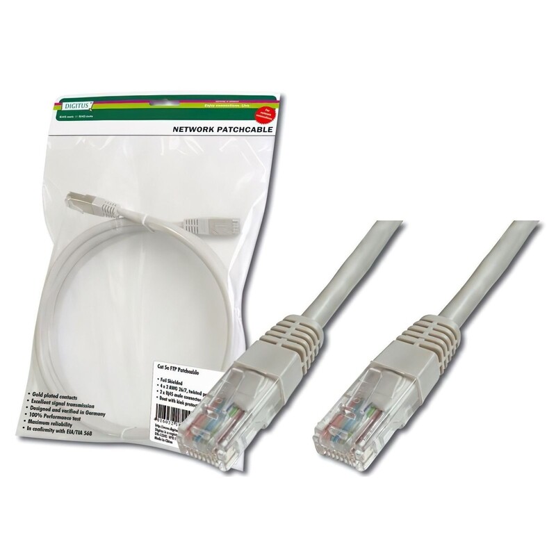 Патч-корд Digitus (DK-1511-050) cat.5e, UTP, 5 м, AWG 26/7, сірий