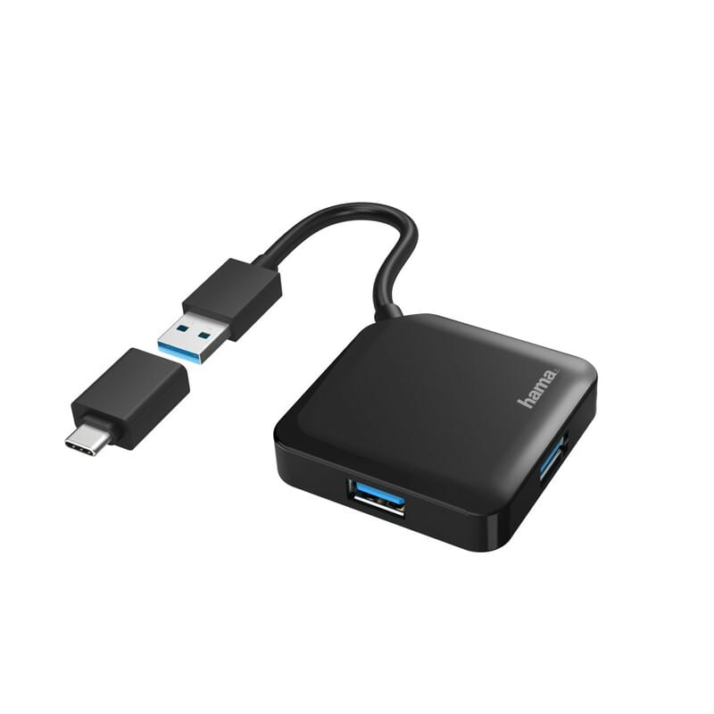 Концентратор Hama Type-C 4хUSB3.0 Black (00200116)