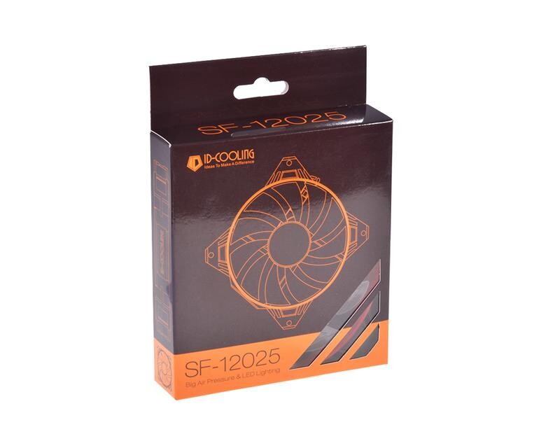 Вентилятор ID-Cooling SF-12025-R, 120x120x25мм, 4-pin PWM, черный с красным Bulk