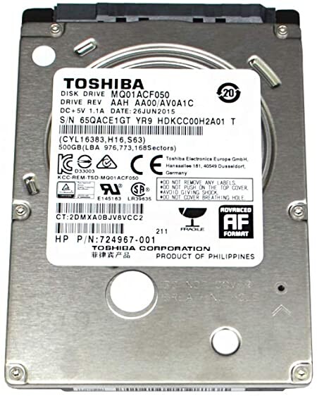 Накопитель HDD 2.5" SATA  500GB Toshiba 7200rpm 16MB (MQ01ACF050) Refurbished