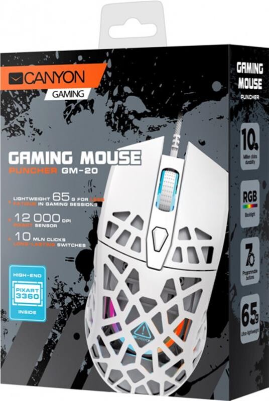 Мишка Canyon Puncher CND-SGM20W White USB