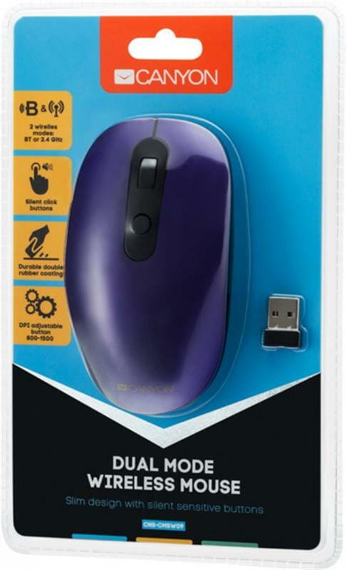 Мышь Bluetooth+Wireless Canyon CNS-CMSW09V Violet USB