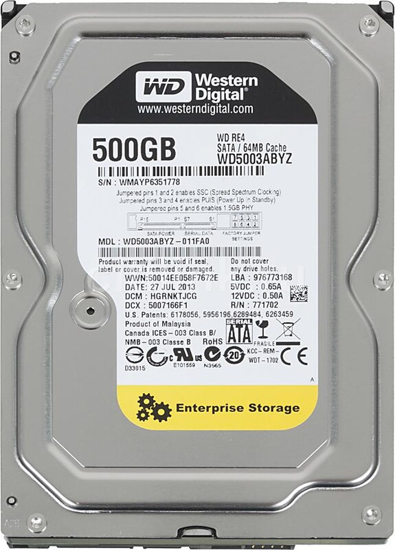 HDD SATA 500GB WD RE 7200rpm 64MB (WD5003ABYZ)