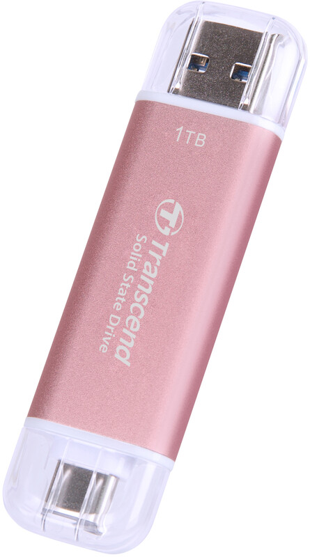 Накопичувач зовнішній SSD USB Type-A/Type-C 1ТB Transcend ESD310P Pink (TS1TESD310P)