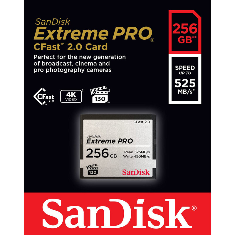 Карта памяти CFast 2.0 256GB SanDisk Extreme Pro R525/W450MB/s (SDCFSP-256G-G46D)