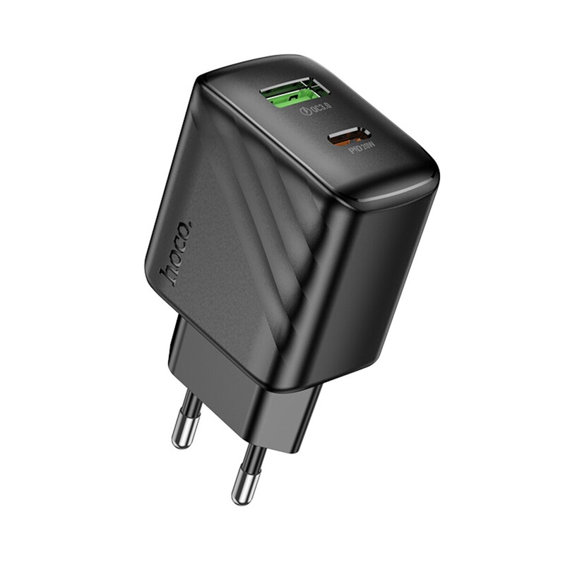 Сетевое зарядное устройство Hoco CS25A 1USB-C/1USB PD/QC 20W Black (6942007639781)