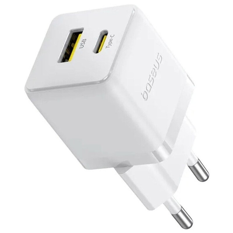 Сетевое зарядное устройство Baseus Palm FC 30W QC+ PD (1Type-C + 1USB) White (P1011160A213-00)