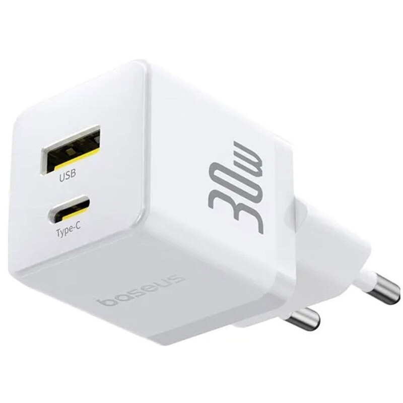 Сетевое зарядное устройство Baseus Palm FC 30W QC+ PD (1Type-C + 1USB) White (P1011160A213-00)