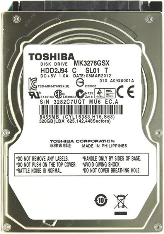 Накопитель HDD 2.5" SATA 320GB Toshiba 5400rpm 8MB (MK3276GSX) Refurbished
