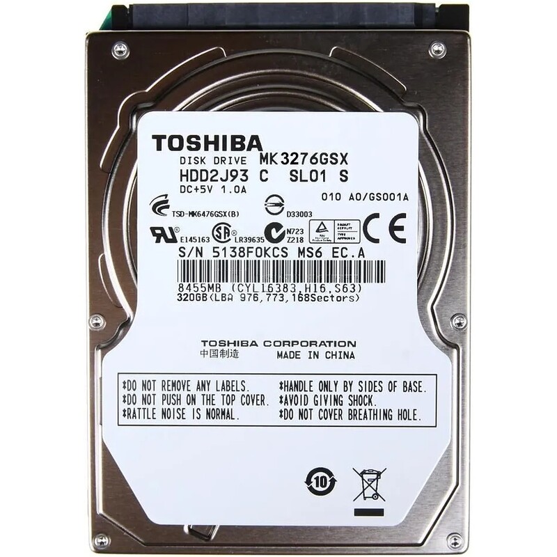Накопичувач HDD 2.5" SATA 320GB Toshiba 5400rpm 8MB (MK3276GSX) гар. 12 мiс. Refurbished