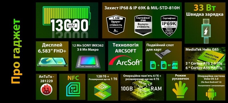 Смартфон Oscal S80 6/128GB Dual Sim Orange