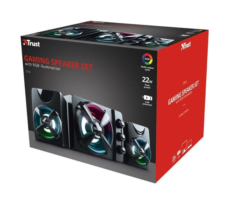 Акустическая система Trust 2.1 Ziva RGB Black (23644)
