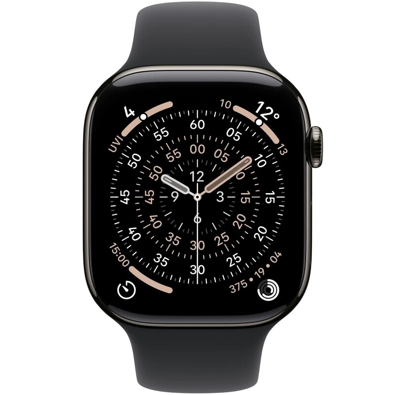 Смарт-годинник Apple Watch Series 11 GPS + Cellular 46mm Slate Titanium Case with Black Sport Band - M/L (MFD24RK/A)