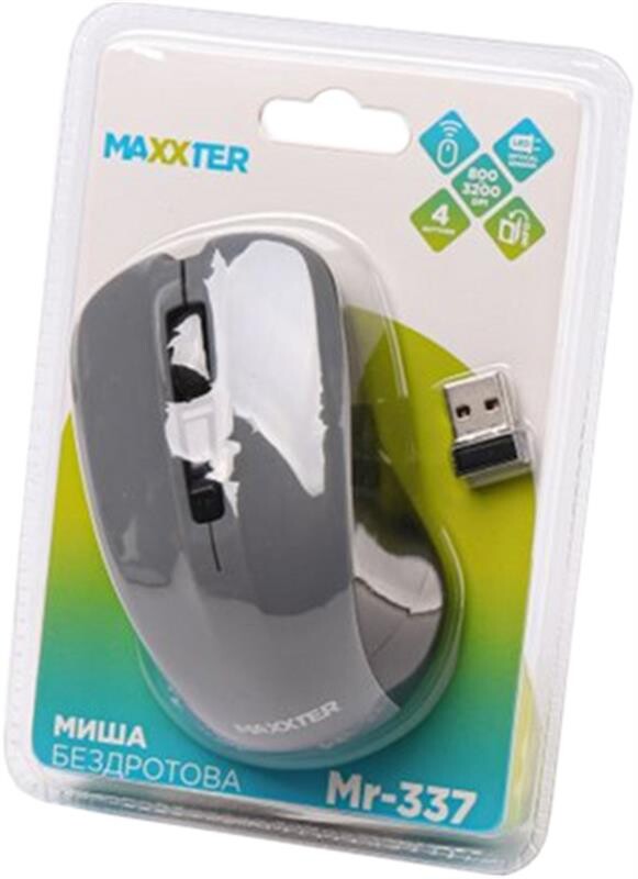 Мышь беспроводная Maxxter Mr-337-Gr Grey USB
