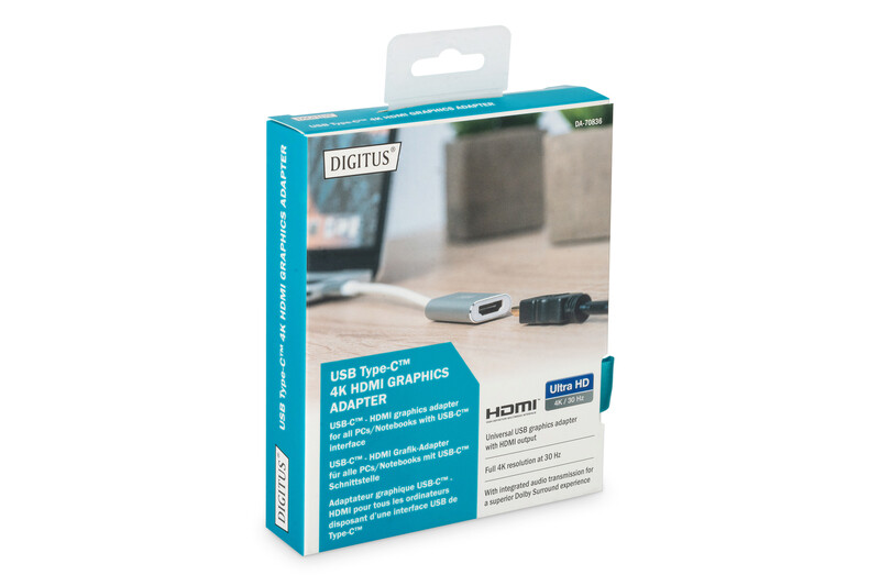 Адаптер Digitus HDMI - USB Type-C (F/M), 0.2 м, White (DA-70836)