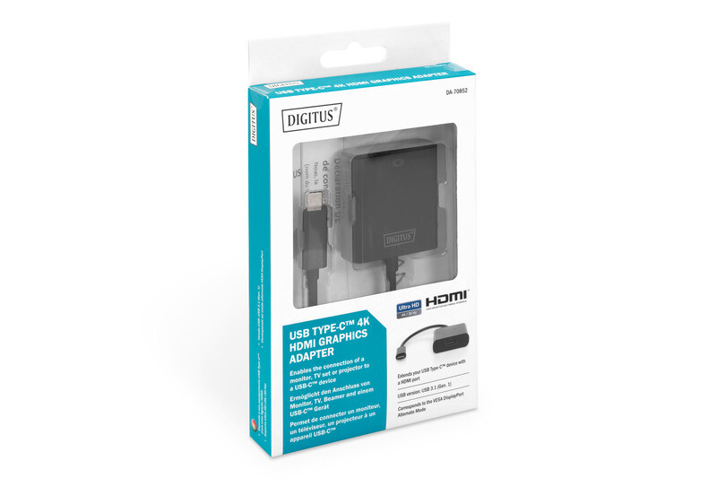 Адаптер Digitus HDMI - USB Type-C (F/M), 0.2 м, Black (DA-70852)
