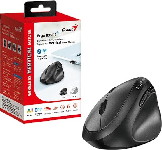 Мышь беспроводная Genius Ergo 8350S AI Silent Dark Grey Wireless (31030041400)