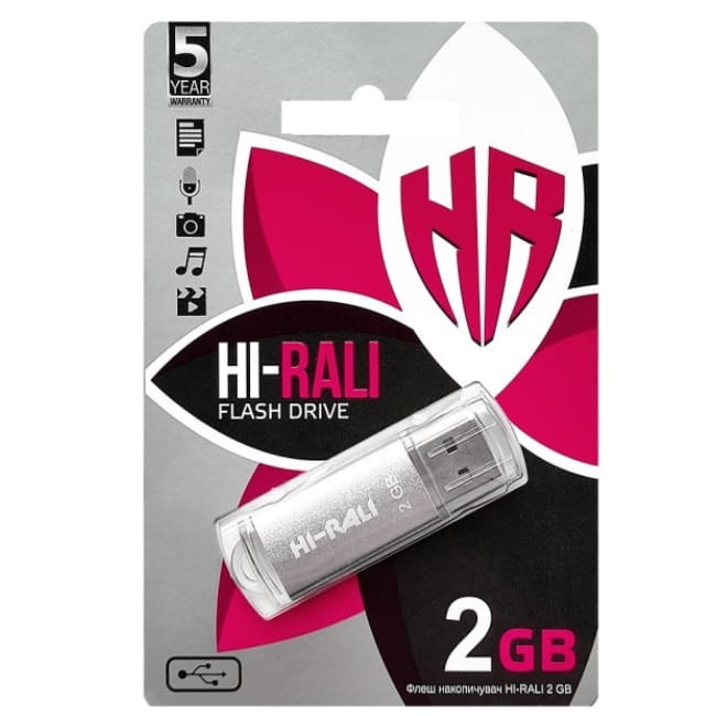Флеш-накопитель USB 2GB Hi-Rali Rocket Series Silver (HI-2GBRKTSL)