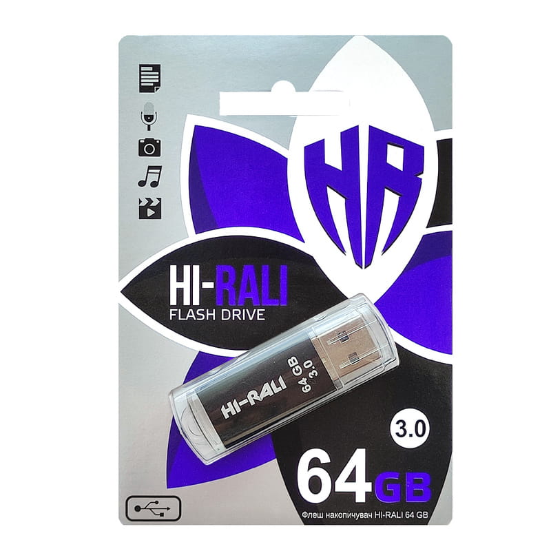 Флеш-накопитель USB3.0 64GB Hi-Rali Rocket Series Black (HI-64GB3VCBK)