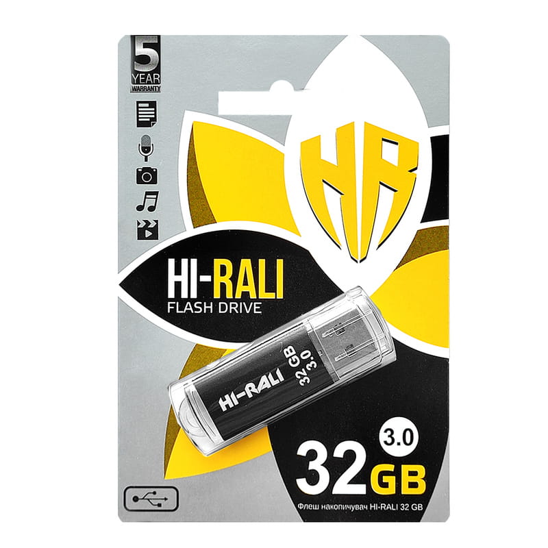 Флеш-накопитель USB3.0 32GB Hi-Rali Rocket Series Black (HI-32GB3VCBK)