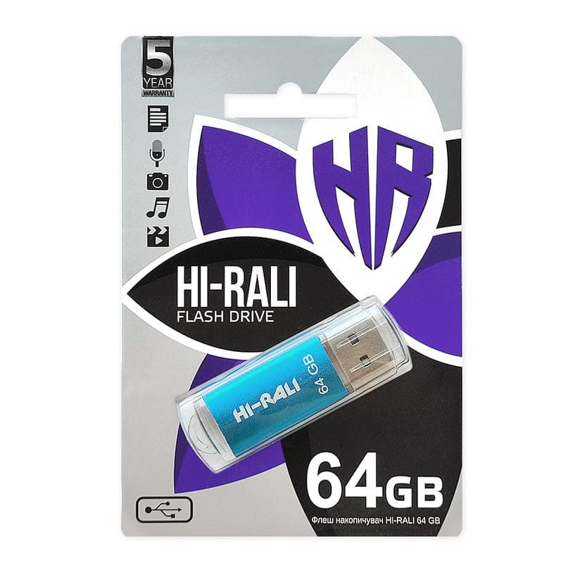 Флеш-накопитель USB 64GB Hi-Rali Rocket Series Blue (HI-64GBVCBL)