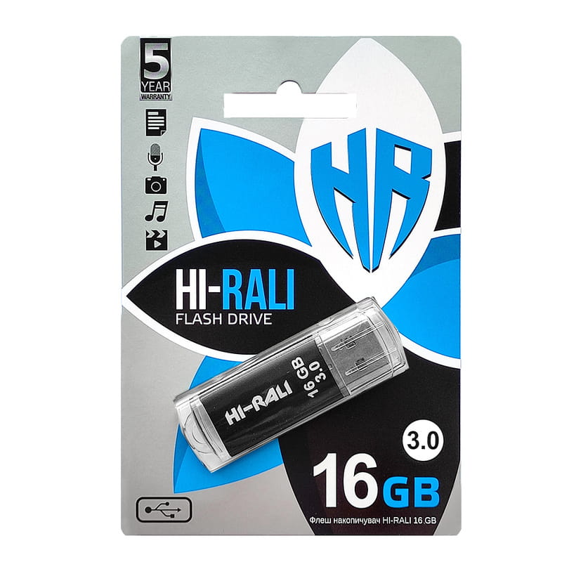 Флеш-накопитель USB3.0 16GB Hi-Rali Rocket Series Black (HI-16GB3VCBK)