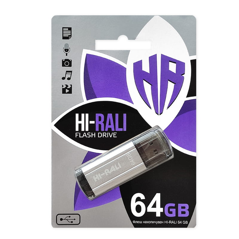 Флеш-накопитель USB 64GB Hi-Rali Stark Series Silver (HI-64GBSTSL)