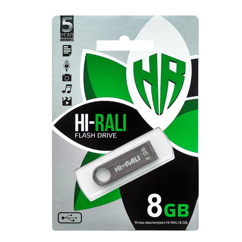 Флеш-накопитель USB 8GB Hi-Rali Shuttle Series Black (HI-8GBSHBK)