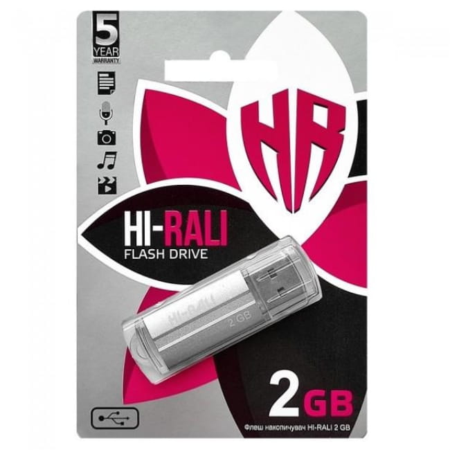Флеш-накопитель USB 2GB Hi-Rali Corsair Series Silver (HI-2GBCORSL)