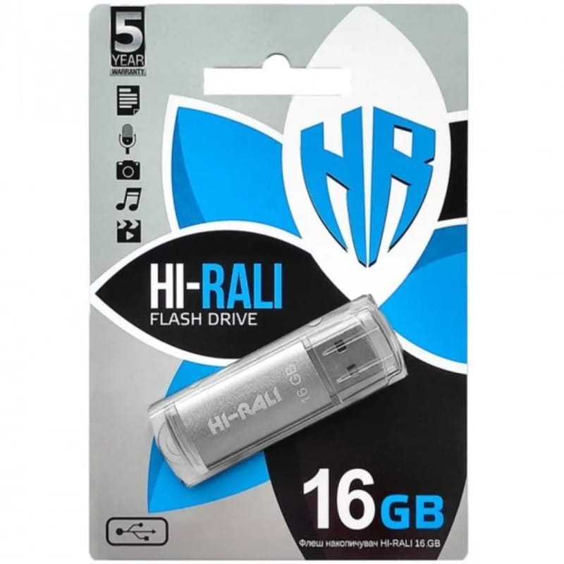 Флеш-накопичувач USB 16GB Hi-Rali Rocket Series Silver (HI-16GBVCSL)