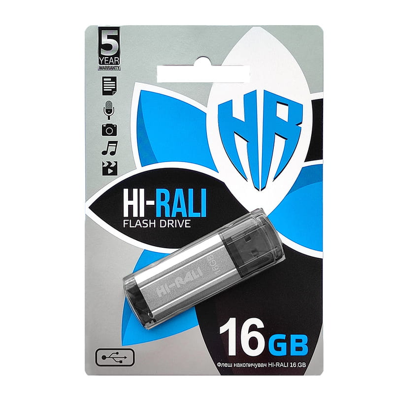 Флеш-накопитель USB 16GB Hi-Rali Stark Series Silver (HI-16GBSTSL)