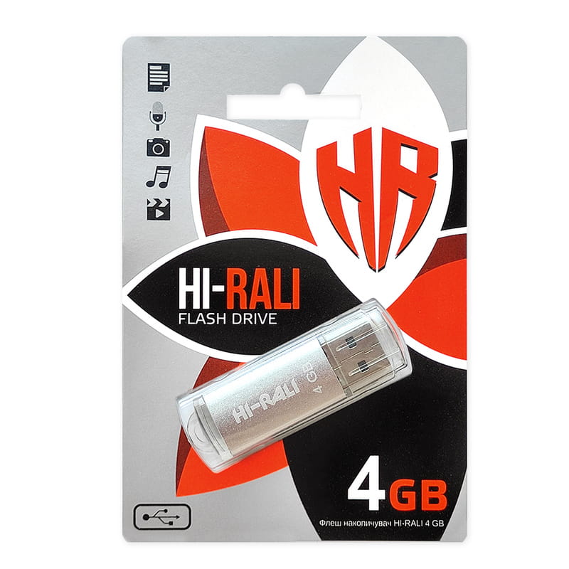 Флеш-накопичувач USB 4GB Hi-Rali Rocket Series Silver (HI-4GBVCSL)