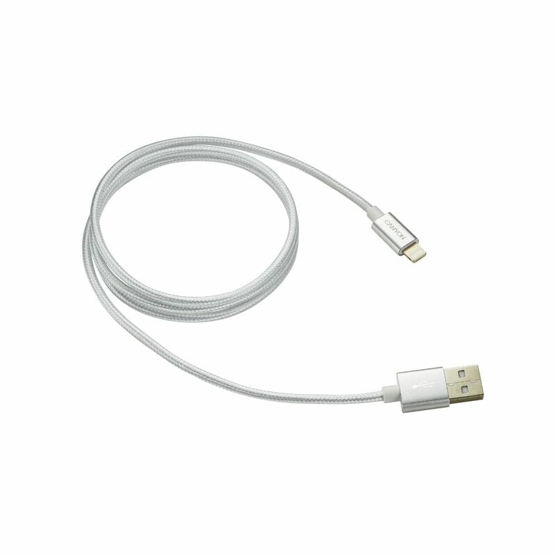 Кабель Canyon USB - Lightning 1м, Pearl White (CNE-CFI3PW) в обплетеннi