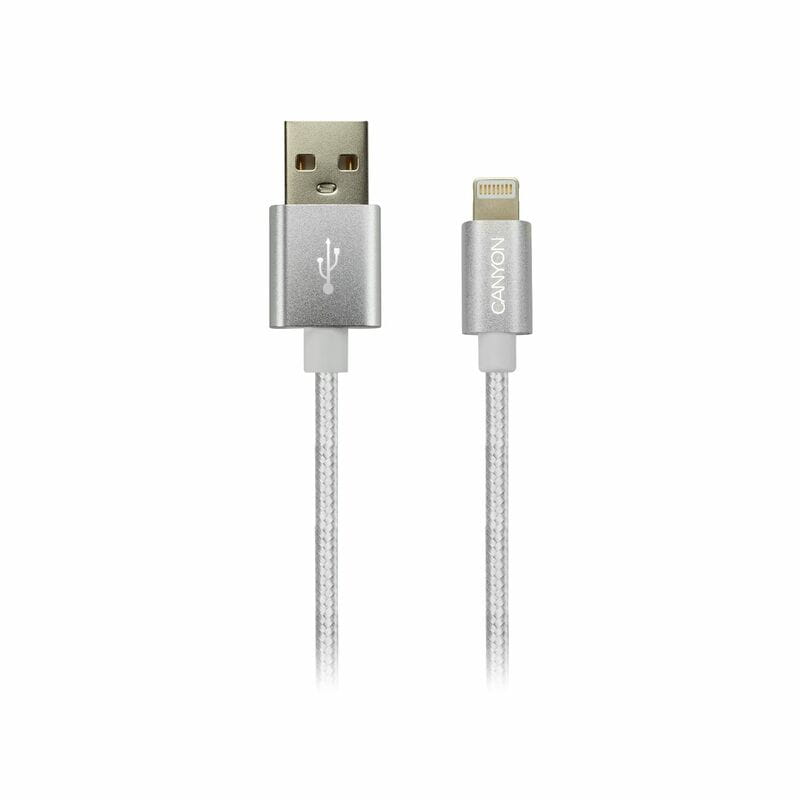 Кабель Canyon USB - Lightning 1м, Pearl White (CNE-CFI3PW) в обплетеннi