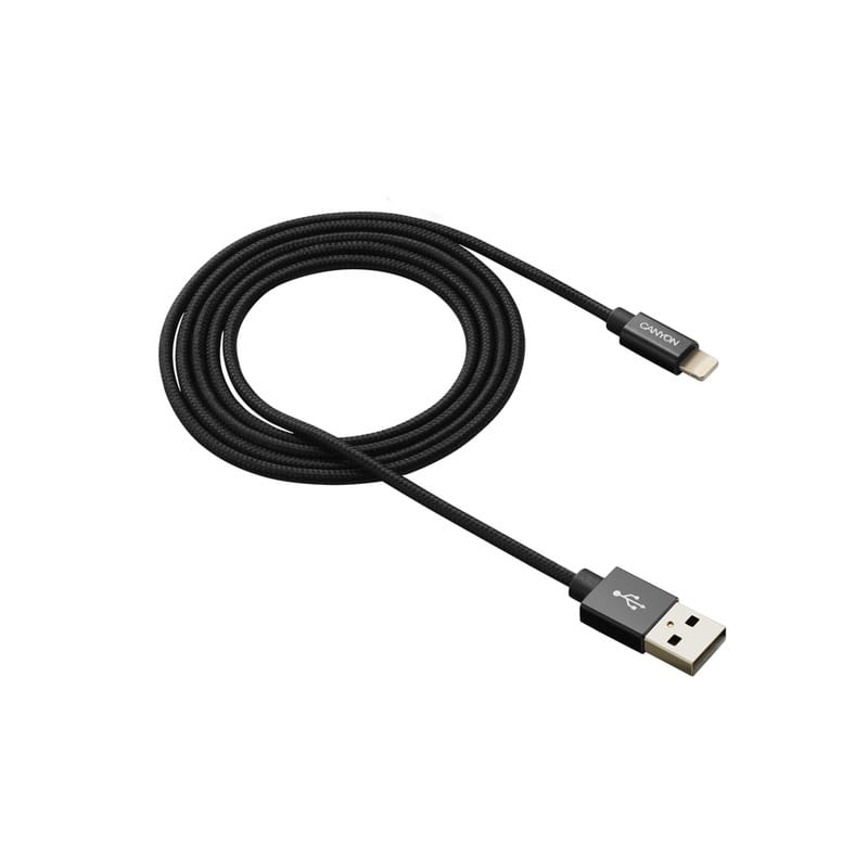 Кабель Canyon USB - Lightning 0.96м, Black (CNS-MFIC3B) в обплетеннi