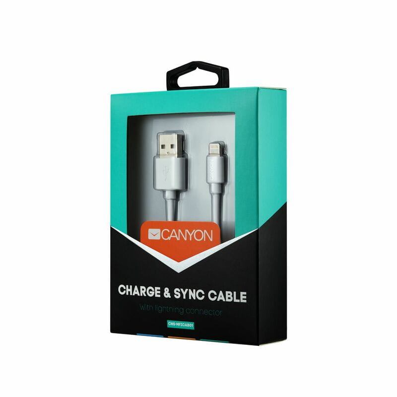 Кабель Canyon USB - Lightning 1м, White (CNS-MFICAB01W)