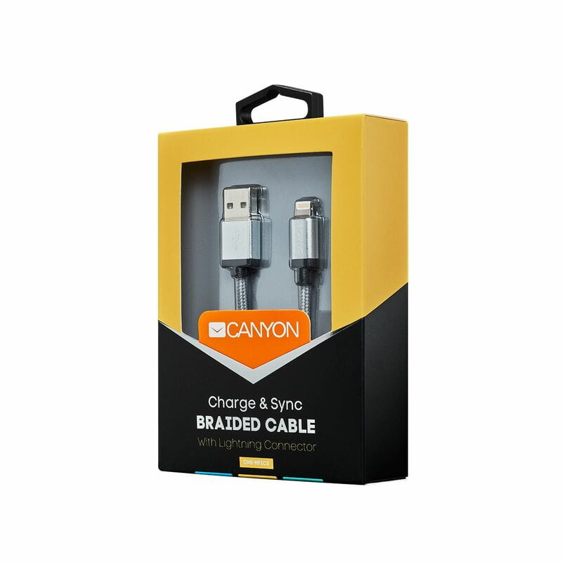 Кабель Canyon USB - Lightning 1м, Dark Grey (CNS-MFIC3DG)