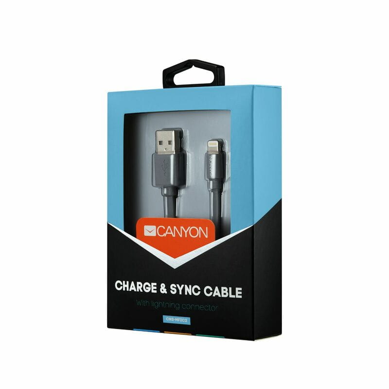 Кабель Canyon USB - Lightning (M/M) 0.96 м, Dark Grey (CNS-MFIC2DG)