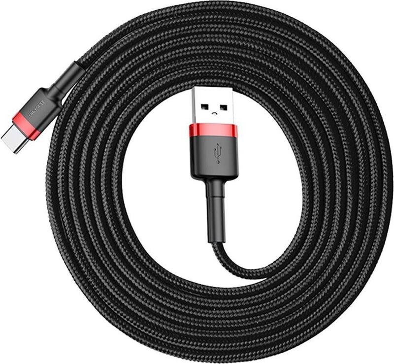 Кабель Baseus Cafule USB-USB-C, 2A, 3м Black/Red (CATKLF-U91)