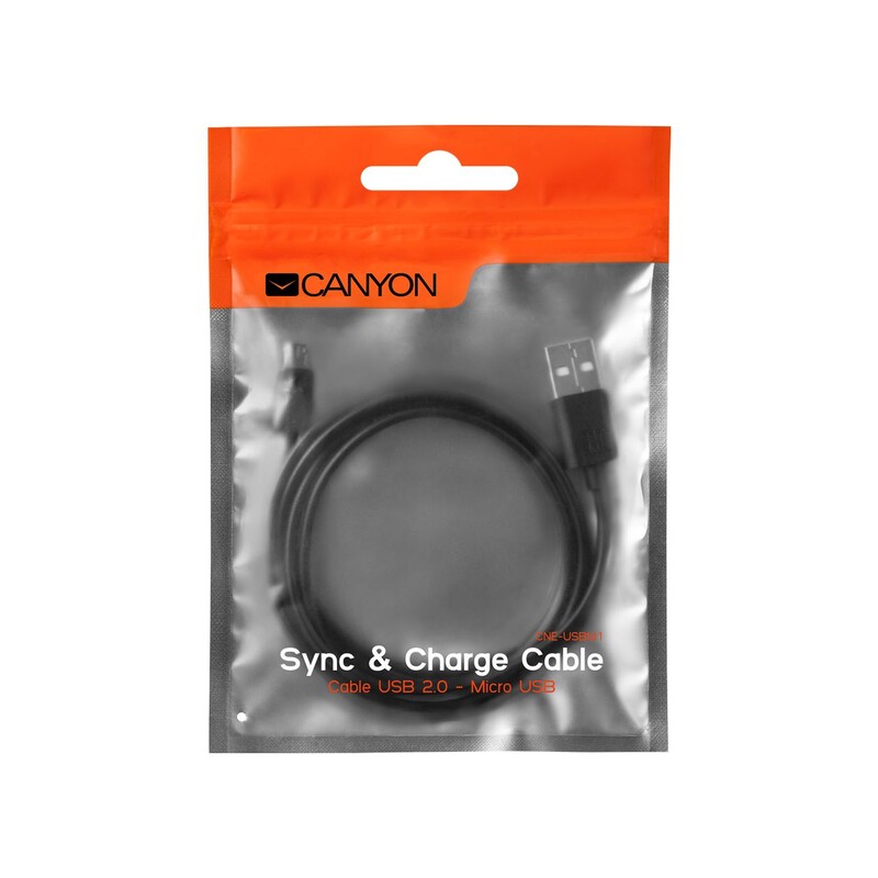 Кабель Canyon USB - MicroUSB (M/M) 1 м, Black (CNE-USBM1B)